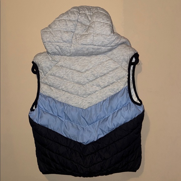 Women's Quilted Vest with Hood - Navy, Blue, Gray - Picture 7 of 9